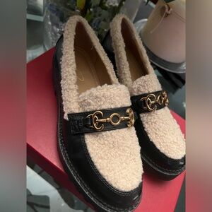 Chic Cream and Black Loafers